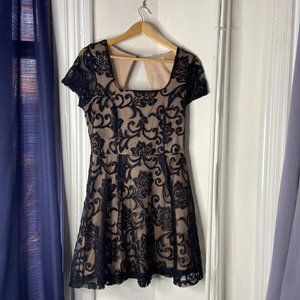 Boutique black/nude lace dress